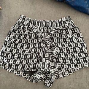 Black and white paper bag shorts